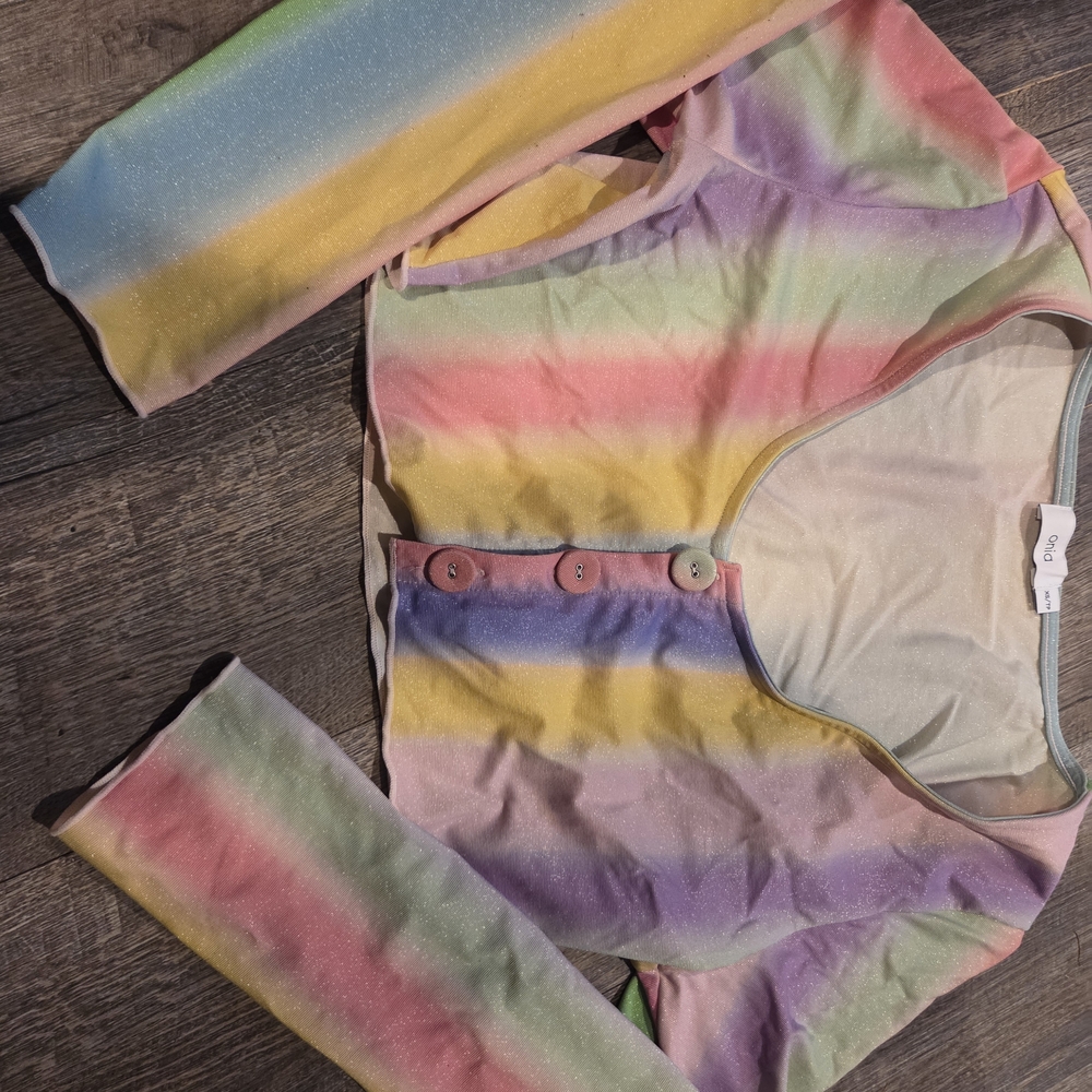 Onia Rainbow Button Up Cropped Top